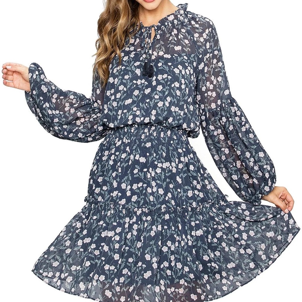 Blue Bishop Sleeve Sundress